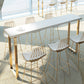 Solid Wood Counter Height Table White Top and Gold Base Bar Table 86.6"L x 15.7"W x 41.3"H Without Chairs Clearhalo 'Bar Furniture' 'Bar Tables' 'bar_tables' 'furn' 'furn_bar_tables' 'Furniture' 'Kitchen & Dining Furniture' 6689458