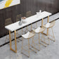 Solid Wood Counter Height Table White Top and Gold Base Bar Table 70.9"L x 15.7"W x 41.3"H Without Chairs Clearhalo 'Bar Furniture' 'Bar Tables' 'bar_tables' 'furn' 'furn_bar_tables' 'Furniture' 'Kitchen & Dining Furniture' 6689459