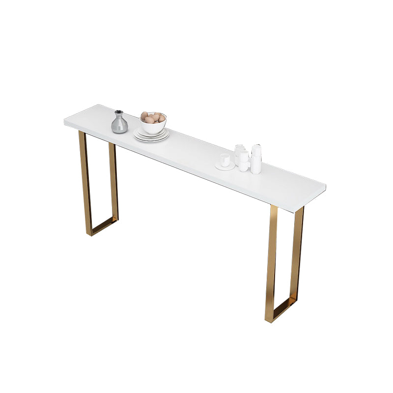 Solid Wood Counter Height Table White Top and Gold Base Bar Table Clearhalo 'Bar Furniture' 'Bar Tables' 'bar_tables' 'furn' 'furn_bar_tables' 'Furniture' 'Kitchen & Dining Furniture' 6689461