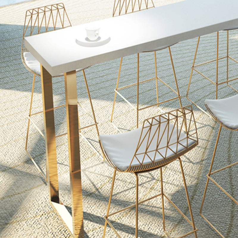 Solid Wood Counter Height Table White Top and Gold Base Bar Table Clearhalo 'Bar Furniture' 'Bar Tables' 'bar_tables' 'furn' 'furn_bar_tables' 'Furniture' 'Kitchen & Dining Furniture' 6689462