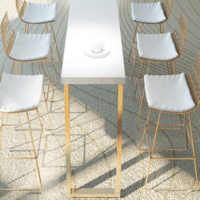 Solid Wood Counter Height Table White Top and Gold Base Bar Table Clearhalo 'Bar Furniture' 'Bar Tables' 'bar_tables' 'furn' 'furn_bar_tables' 'Furniture' 'Kitchen & Dining Furniture' 6689464