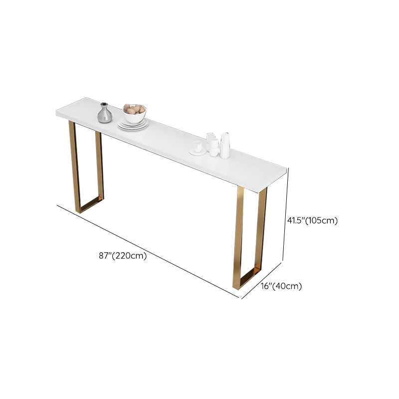 Solid Wood Counter Height Table White Top and Gold Base Bar Table Clearhalo 'Bar Furniture' 'Bar Tables' 'bar_tables' 'furn' 'furn_bar_tables' 'Furniture' 'Kitchen & Dining Furniture' 6689466