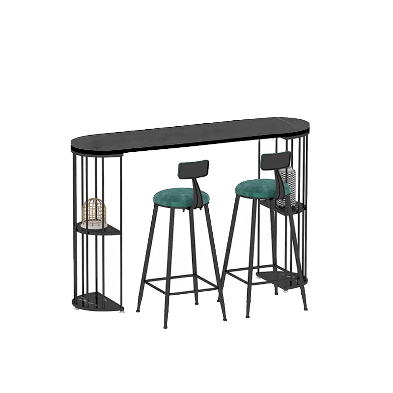 Industrial Bar Dining Table Oval Counter Height Dining Table for Kitchen