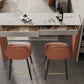Mesa de comedor rectangular contemporánea, mesa de bar con pedestal de cuero y madera