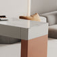 Mesa de comedor rectangular contemporánea, mesa de bar con pedestal de cuero y madera