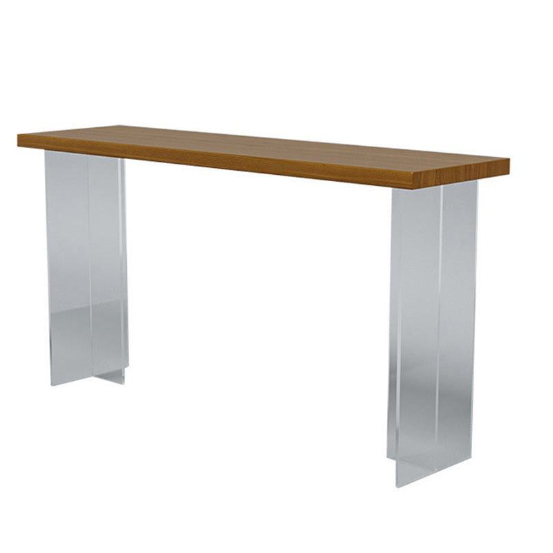 Contemporary Double Pedestal Bar Dining Table Rectangle Bar Table in Acrylic and Wood Without Chairs Clearhalo 'Bar Furniture' 'Bar Tables' 'bar_tables' 'furn' 'furn_bar_tables' 'Furniture' 'Kitchen & Dining Furniture' 6689604