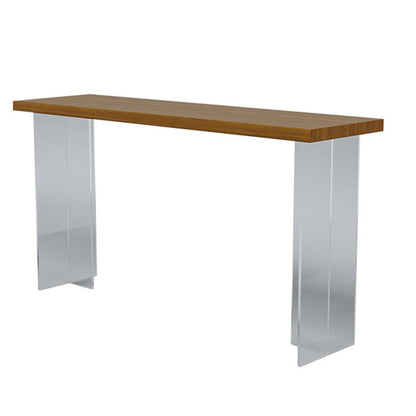 Contemporary Double Pedestal Bar Dining Table Rectangle Bar Table in Acrylic and Wood Without Chairs Clearhalo 'Bar Furniture' 'Bar Tables' 'bar_tables' 'furn' 'furn_bar_tables' 'Furniture' 'Kitchen & Dining Furniture' 6689604