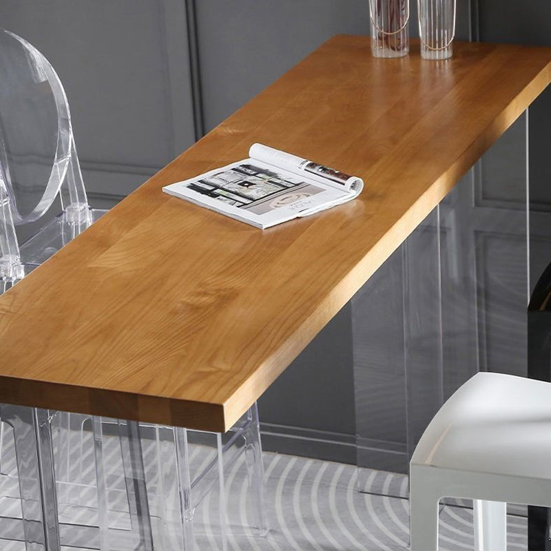 Contemporary Double Pedestal Bar Dining Table Rectangle Bar Table in Acrylic and Wood Clearhalo 'Bar Furniture' 'Bar Tables' 'bar_tables' 'furn' 'furn_bar_tables' 'Furniture' 'Kitchen & Dining Furniture' 6689606