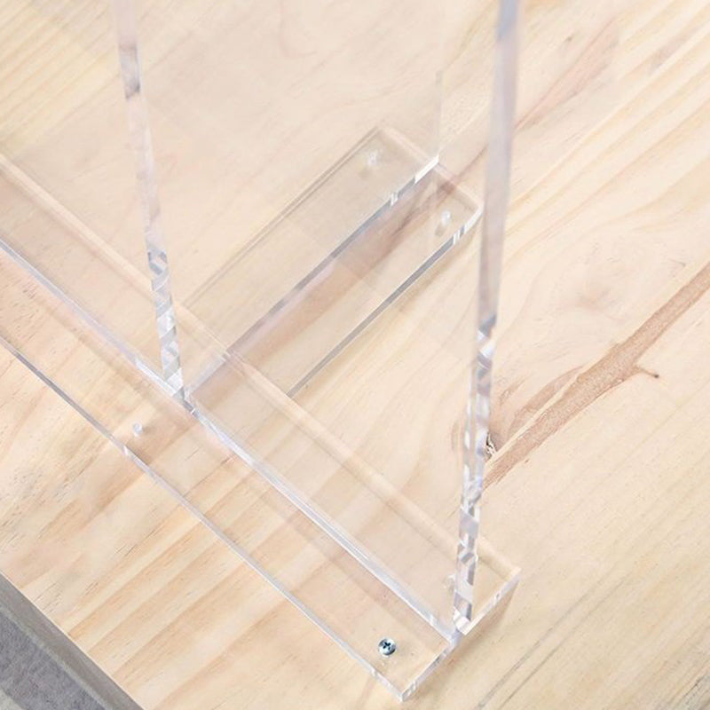 Contemporary Double Pedestal Bar Dining Table Rectangle Bar Table in Acrylic and Wood Clearhalo 'Bar Furniture' 'Bar Tables' 'bar_tables' 'furn' 'furn_bar_tables' 'Furniture' 'Kitchen & Dining Furniture' 6689607