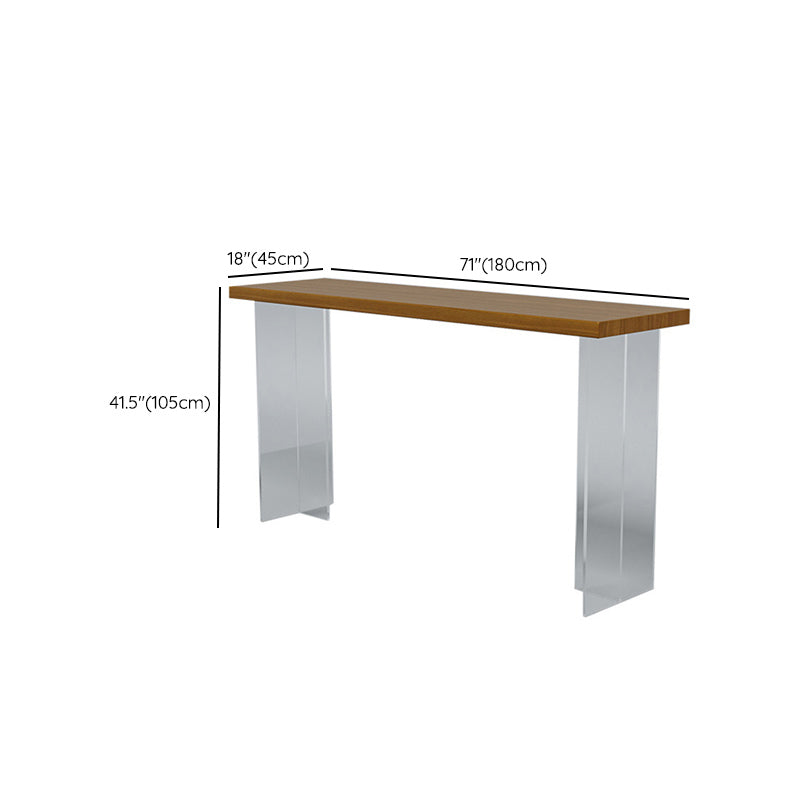 Contemporary Double Pedestal Bar Dining Table Rectangle Bar Table in Acrylic and Wood Clearhalo 'Bar Furniture' 'Bar Tables' 'bar_tables' 'furn' 'furn_bar_tables' 'Furniture' 'Kitchen & Dining Furniture' 6689614