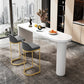 Contemporary White Double Pedestal Bar Table Wood and Iron Bar Dining Table 70.9"L x 15.7"W x 41.3"H Without Chairs Clearhalo 'Bar Furniture' 'Bar Tables' 'bar_tables' 'furn' 'furn_bar_tables' 'Furniture' 'Kitchen & Dining Furniture' 6689619