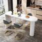 Contemporary White Double Pedestal Bar Table Wood and Iron Bar Dining Table 63"L x 15.7"W x 41.3"H Without Chairs Clearhalo 'Bar Furniture' 'Bar Tables' 'bar_tables' 'furn' 'furn_bar_tables' 'Furniture' 'Kitchen & Dining Furniture' 6689620