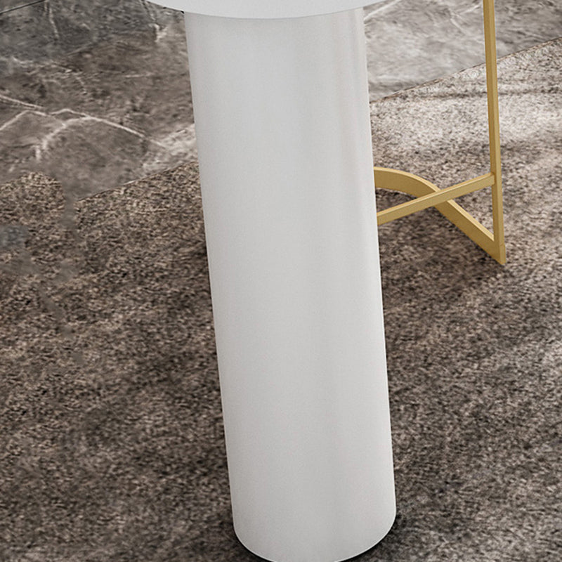 Contemporary White Double Pedestal Bar Table Wood and Iron Bar Dining Table Clearhalo 'Bar Furniture' 'Bar Tables' 'bar_tables' 'furn' 'furn_bar_tables' 'Furniture' 'Kitchen & Dining Furniture' 6689624