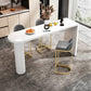 Contemporary White Double Pedestal Bar Table Wood and Iron Bar Dining Table Clearhalo 'Bar Furniture' 'Bar Tables' 'bar_tables' 'furn' 'furn_bar_tables' 'Furniture' 'Kitchen & Dining Furniture' 6689626