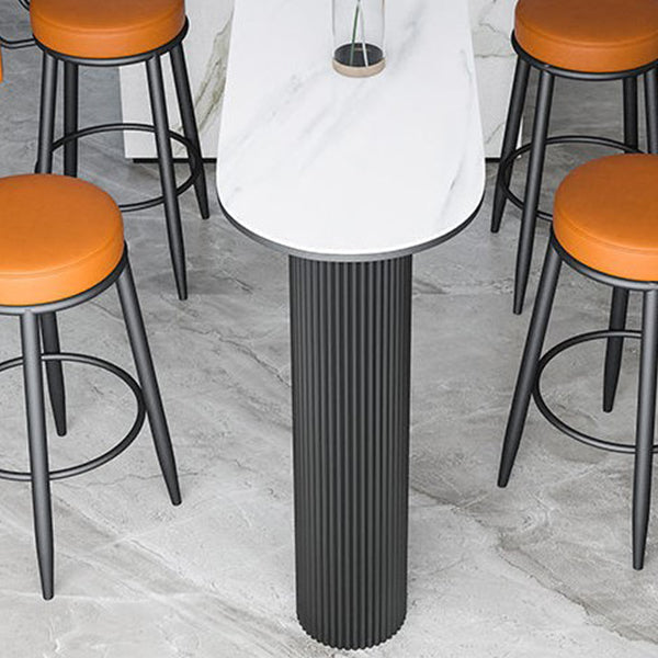 Vrije vorm stenen bar eettafel industriële dubbele voetstuk bartafel