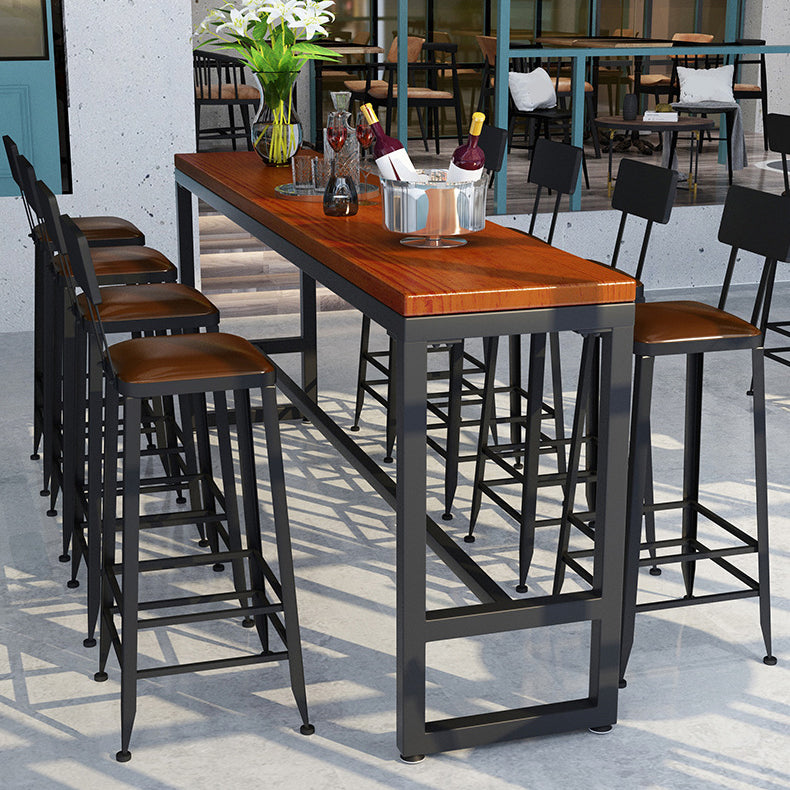 Industrial Style Bistro Bar Table Rectangle Solid Wood Bar Table for Dining Room 70.9"L x 15.7"W x 41.3"H Without Chairs Clearhalo 'Bar Furniture' 'Bar Tables' 'bar_tables' 'furn' 'furn_bar_tables' 'Furniture' 'Kitchen & Dining Furniture' 6689684