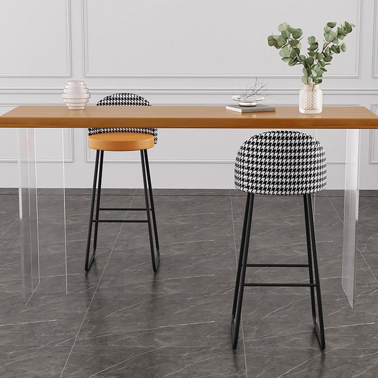 Mesa de comedor rectangular contemporánea para bar, mesa de bar de madera para interiores con pedestal doble acrílico