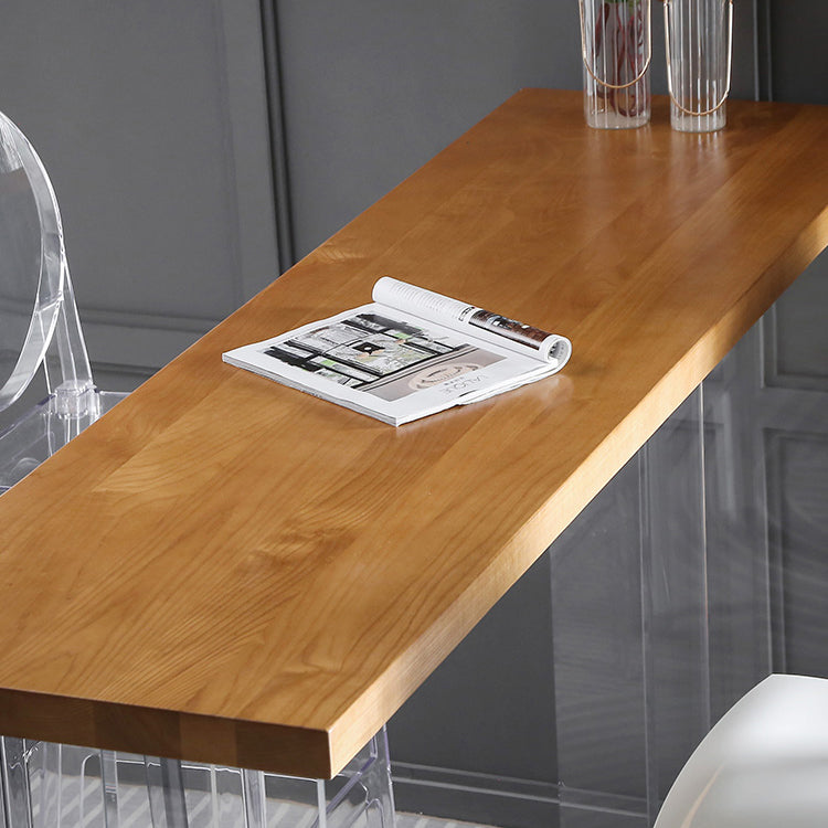 Table de bar moderne en acrylique et bois, table à hauteur de bar à double piédestal pour le salon