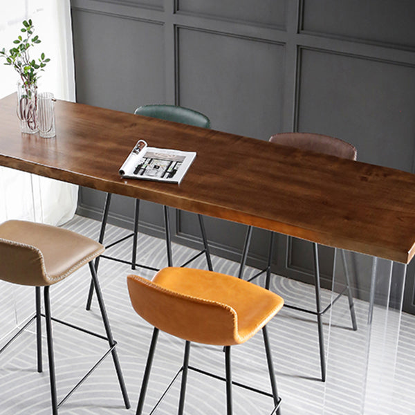 Table de bar moderne en acrylique et bois, table à hauteur de bar à double piédestal pour le salon