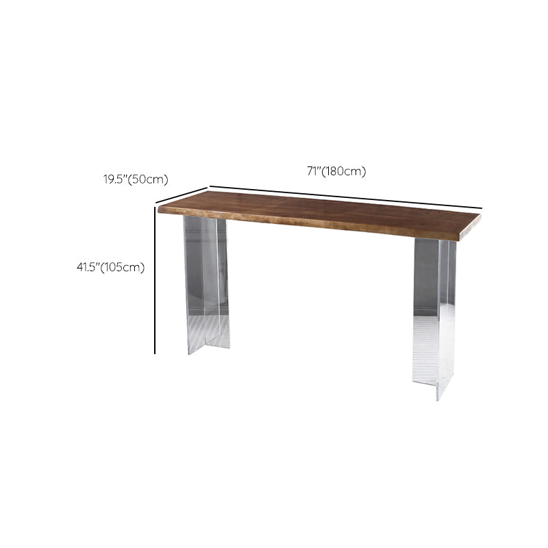 Table de bar moderne en acrylique et bois, table à hauteur de bar à double piédestal pour le salon