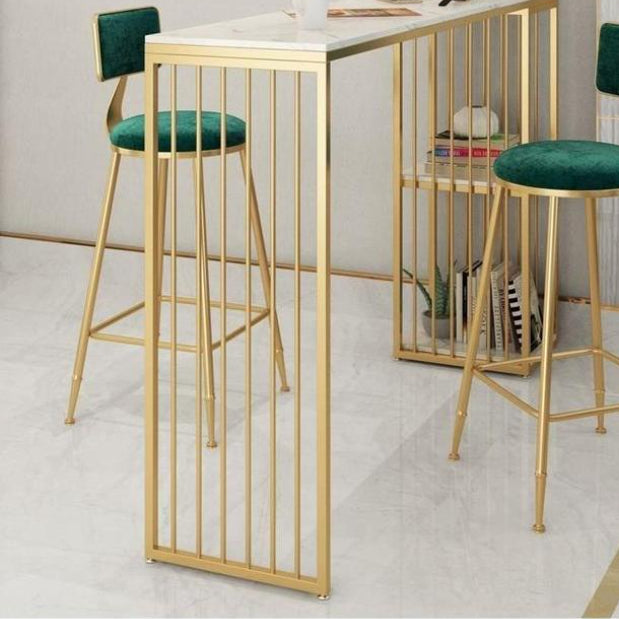Glam Faux Marble Bar Height Table Rectangle Bar Dining Table with Storage Clearhalo 'Bar Furniture' 'Bar Tables' 'bar_tables' 'furn' 'furn_bar_tables' 'Furniture' 'Kitchen & Dining Furniture' 6689780