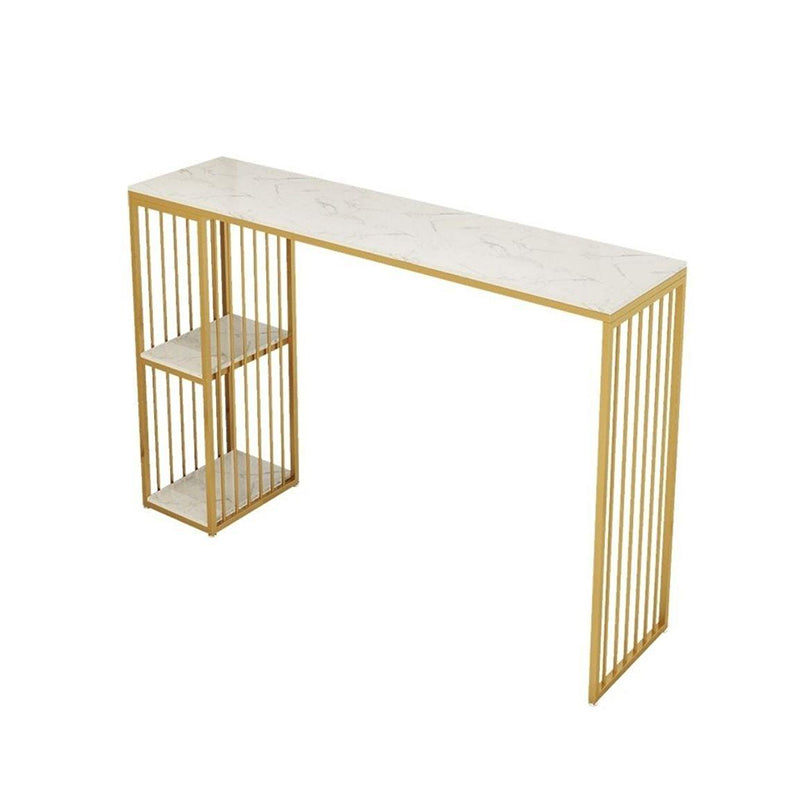 Glam Faux Marble Bar Height Table Rectangle Bar Dining Table with Storage Without Chairs Clearhalo 'Bar Furniture' 'Bar Tables' 'bar_tables' 'furn' 'furn_bar_tables' 'Furniture' 'Kitchen & Dining Furniture' 6689781