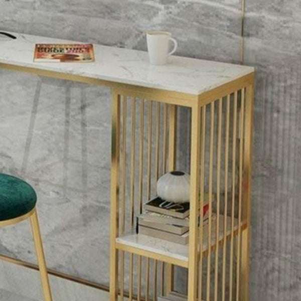 Glam Faux Marble Bar Height Table Rectangle Bar Dining Table with Storage Clearhalo 'Bar Furniture' 'Bar Tables' 'bar_tables' 'furn' 'furn_bar_tables' 'Furniture' 'Kitchen & Dining Furniture' 6689782