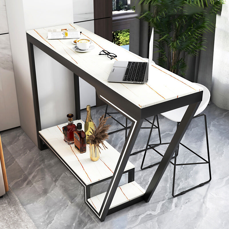 Glam Sintered Stone Bistro Bar Table Rectangle Metal Base Bar Table Clearhalo 'Bar Furniture' 'Bar Tables' 'bar_tables' 'furn' 'furn_bar_tables' 'Furniture' 'Kitchen & Dining Furniture' 6689790