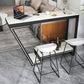 Glam Sintered Stone Bistro Bar Table Rectangle Metal Base Bar Table 55.1"L x 15.7"W x 41.3"H Black-White Without Chairs Clearhalo 'Bar Furniture' 'Bar Tables' 'bar_tables' 'furn' 'furn_bar_tables' 'Furniture' 'Kitchen & Dining Furniture' 6689793