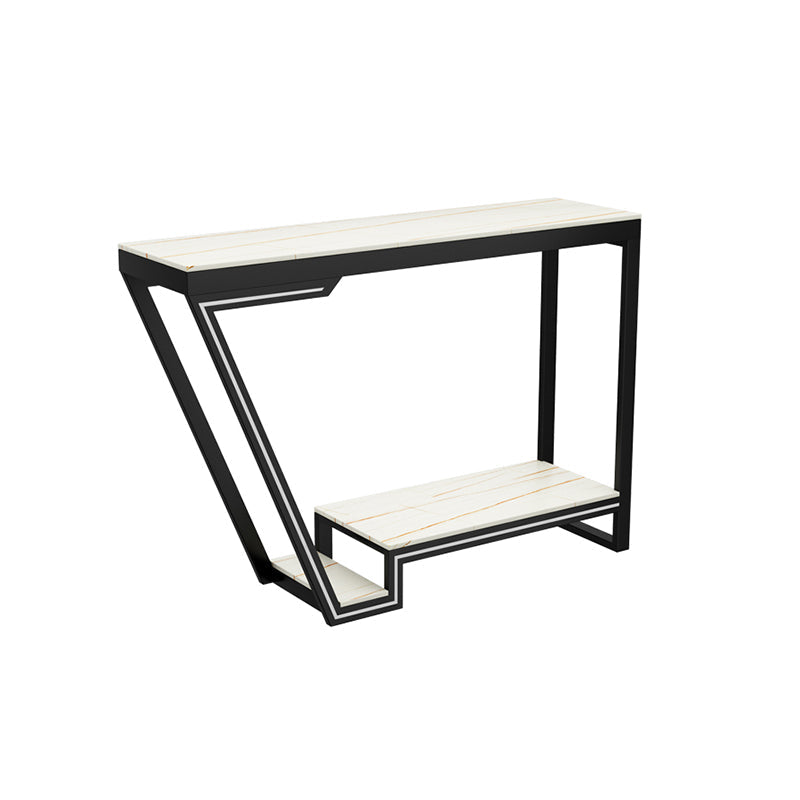 Glam Sintered Stone Bistro Bar Table Rectangle Metal Base Bar Table Clearhalo 'Bar Furniture' 'Bar Tables' 'bar_tables' 'furn' 'furn_bar_tables' 'Furniture' 'Kitchen & Dining Furniture' 6689798