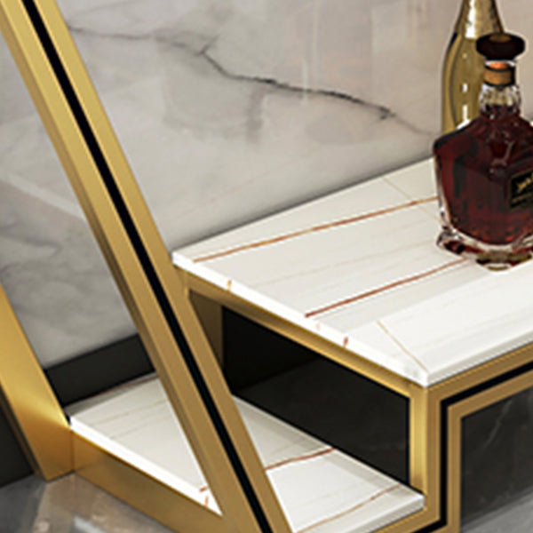 Glam Sintered Stone Bistro Bar Table Rectangle Metal Base Bar Table Clearhalo 'Bar Furniture' 'Bar Tables' 'bar_tables' 'furn' 'furn_bar_tables' 'Furniture' 'Kitchen & Dining Furniture' 6689800