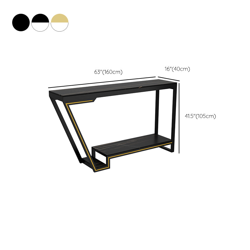 Glam Sintered Stone Bistro Bar Table Rectangle Metal Base Bar Table Clearhalo 'Bar Furniture' 'Bar Tables' 'bar_tables' 'furn' 'furn_bar_tables' 'Furniture' 'Kitchen & Dining Furniture' 6689807