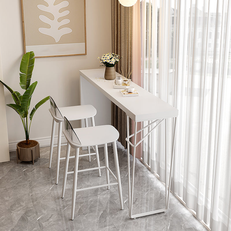Modern White Bistro Bar Table Rectangle Solid Wood Bar Table for Home 55.1"L x 15.7"W x 41.3"H Without Chairs Clearhalo 'Bar Furniture' 'Bar Tables' 'bar_tables' 'furn' 'furn_bar_tables' 'Furniture' 'Kitchen & Dining Furniture' 6689826