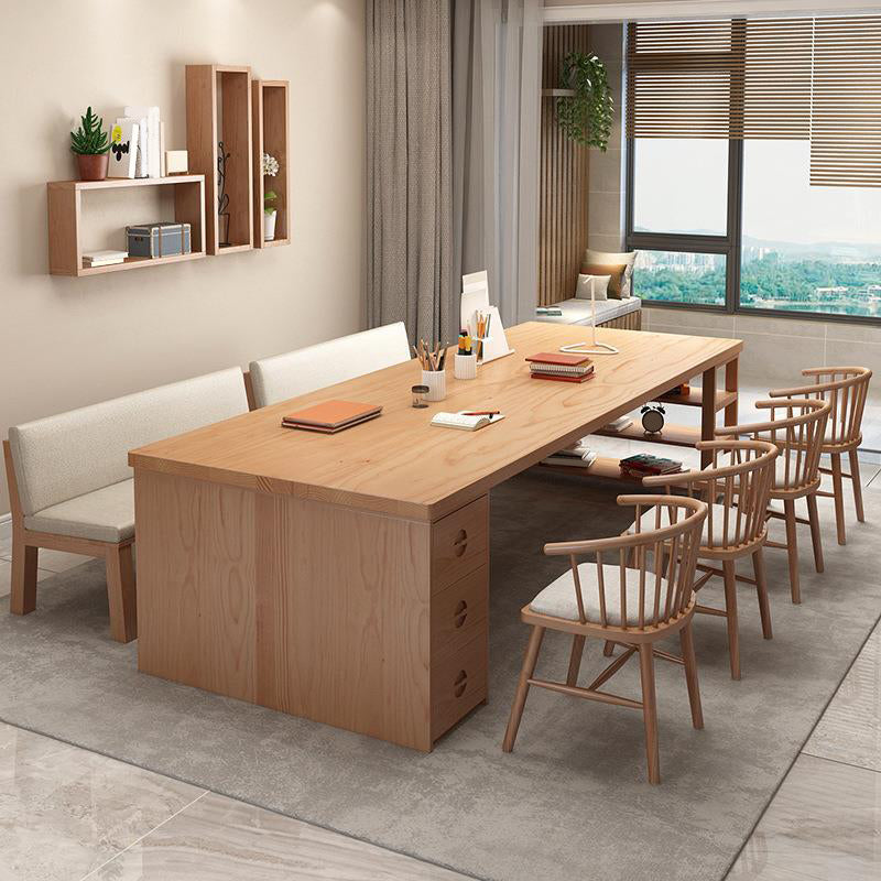 Contemporary Pine Office Desk Drawers Included Writing Desk for Office 70.9"L x 31.5"W x 29.5"H Clearhalo 'furn' 'furn_office_desk' 'Furniture' 'Office Desks' 'Office Furniture' 'office_desk' 6691612