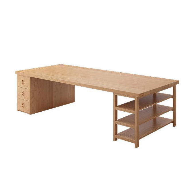 Contemporary Pine Office Desk Drawers Included Writing Desk for Office 63"L x 27.6"W x 29.5"H Clearhalo 'furn' 'furn_office_desk' 'Furniture' 'Office Desks' 'Office Furniture' 'office_desk' 6691615