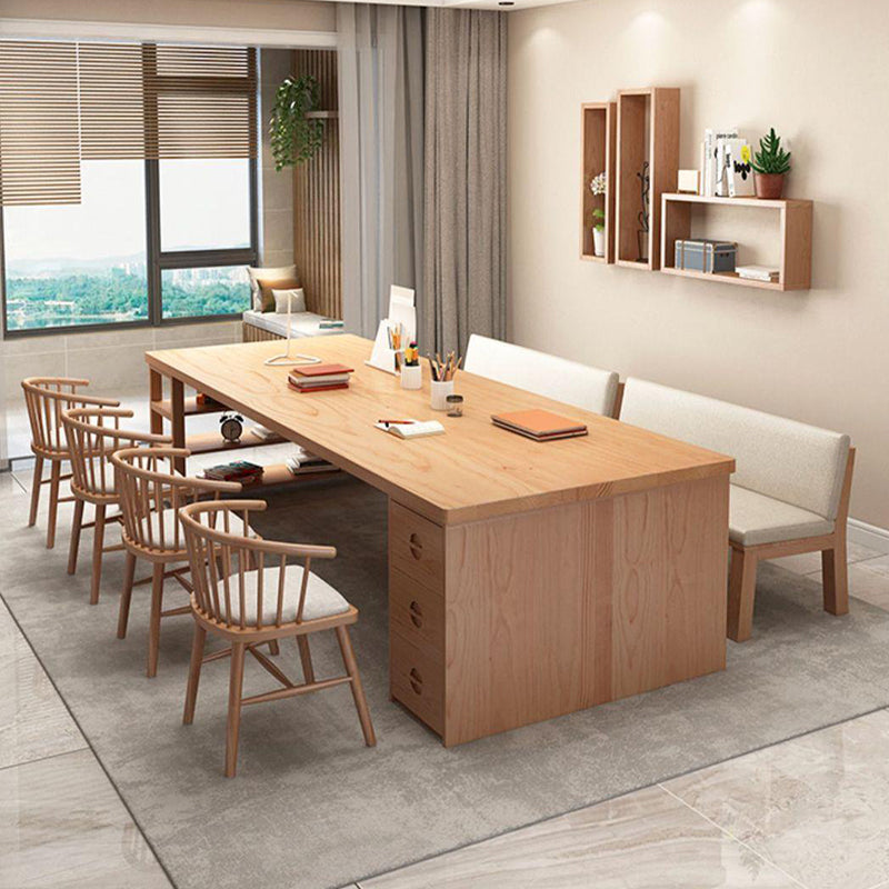 Contemporary Pine Office Desk Drawers Included Writing Desk for Office Clearhalo 'furn' 'furn_office_desk' 'Furniture' 'Office Desks' 'Office Furniture' 'office_desk' 6691624