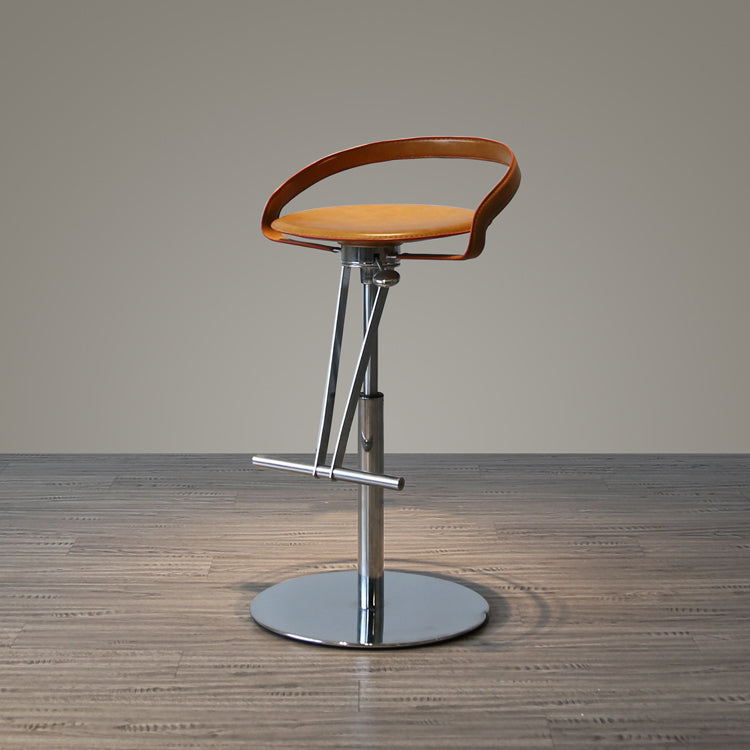 Industrial Leather Bar Stool Low Back Adjustable Counter Stool for Bristol