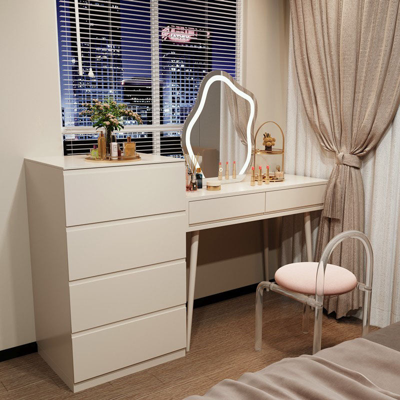 Tavolo da letto moderno a specchio illuminato tavolo da letto con set di feci