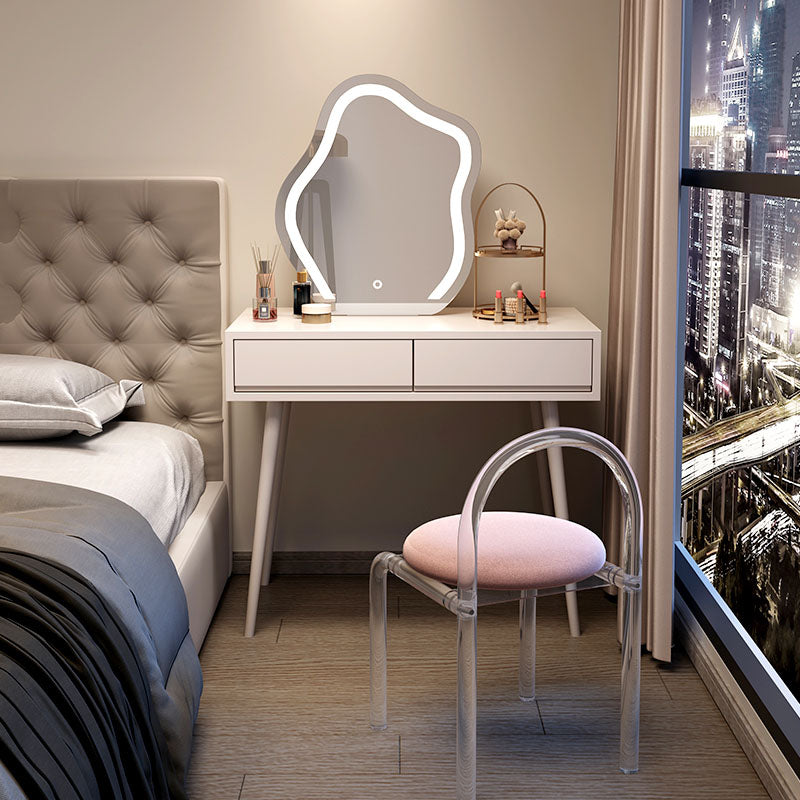 Tavolo da letto moderno a specchio illuminato tavolo da letto con set di feci