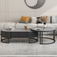 Glam Nesting Coffee Table Set Frame Round Slate Coffee Table with Drawer Grey Black Clearhalo 'Coffee & Accent Tables' 'Coffee Tables' 'coffee_tables' 'furn' 'furn_coffee_tables' 'Furniture' 'Living Room Furniture' 6691775