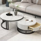 Glam Nesting Coffee Table Set Frame Round Slate Coffee Table with Drawer White Black Clearhalo 'Coffee & Accent Tables' 'Coffee Tables' 'coffee_tables' 'furn' 'furn_coffee_tables' 'Furniture' 'Living Room Furniture' 6691776
