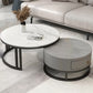 Glam Nesting Coffee Table Set Frame Round Slate Coffee Table with Drawer White-Gray Black Clearhalo 'Coffee & Accent Tables' 'Coffee Tables' 'coffee_tables' 'furn' 'furn_coffee_tables' 'Furniture' 'Living Room Furniture' 6691777