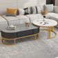 Glam Nesting Coffee Table Set Frame Round Slate Coffee Table with Drawer Gray-White Gold Clearhalo 'Coffee & Accent Tables' 'Coffee Tables' 'coffee_tables' 'furn' 'furn_coffee_tables' 'Furniture' 'Living Room Furniture' 6691779