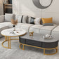 Glam Nesting Coffee Table Set Frame Round Slate Coffee Table with Drawer Clearhalo 'Coffee & Accent Tables' 'Coffee Tables' 'coffee_tables' 'furn' 'furn_coffee_tables' 'Furniture' 'Living Room Furniture' 6691781