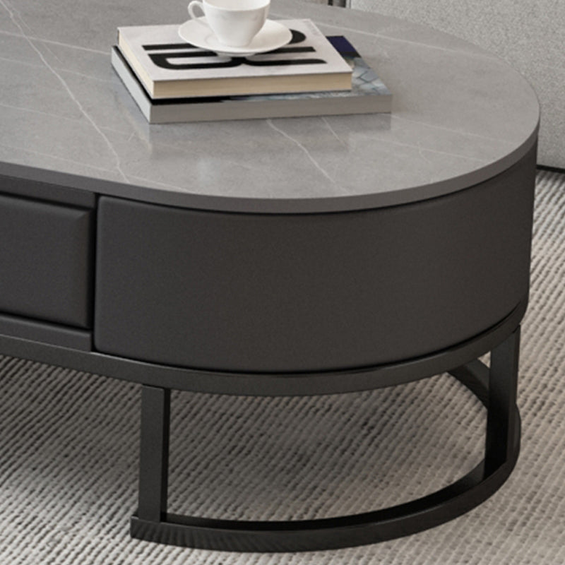 Glam Nesting Coffee Table Set Frame Round Slate Coffee Table with Drawer Clearhalo 'Coffee & Accent Tables' 'Coffee Tables' 'coffee_tables' 'furn' 'furn_coffee_tables' 'Furniture' 'Living Room Furniture' 6691785