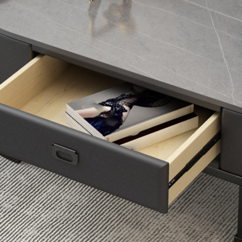 Glam Nesting Coffee Table Set Frame Round Slate Coffee Table with Drawer Clearhalo 'Coffee & Accent Tables' 'Coffee Tables' 'coffee_tables' 'furn' 'furn_coffee_tables' 'Furniture' 'Living Room Furniture' 6691786