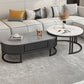 Glam Nesting Coffee Table Set Frame Round Slate Coffee Table with Drawer Gray-White Black Clearhalo 'Coffee & Accent Tables' 'Coffee Tables' 'coffee_tables' 'furn' 'furn_coffee_tables' 'Furniture' 'Living Room Furniture' 6691788