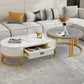 Glam Nesting Coffee Table Set Frame Round Slate Coffee Table with Drawer White-Gray Gold Clearhalo 'Coffee & Accent Tables' 'Coffee Tables' 'coffee_tables' 'furn' 'furn_coffee_tables' 'Furniture' 'Living Room Furniture' 6691792