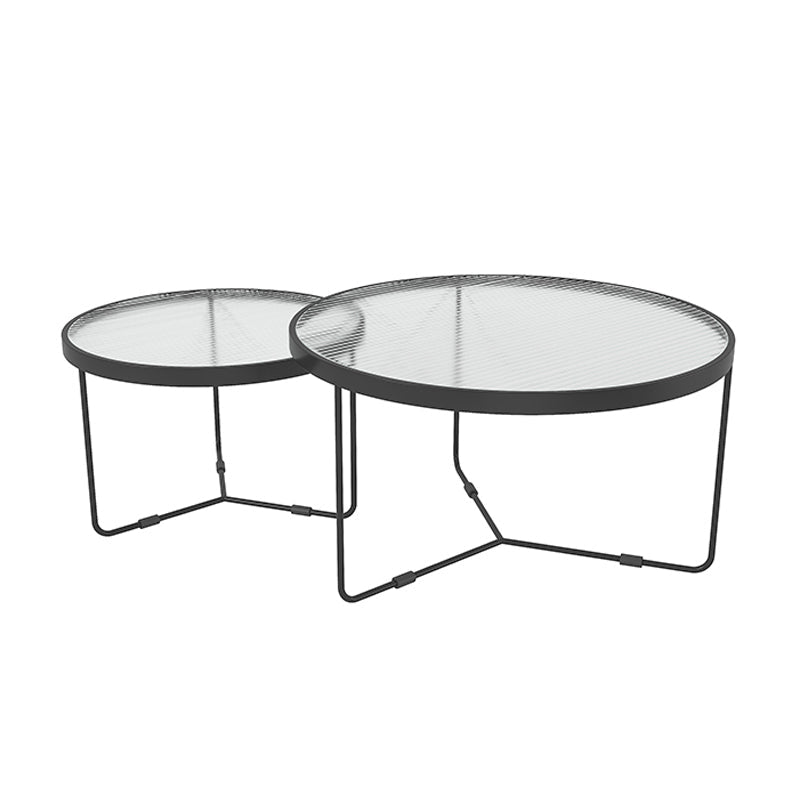 Contemporary Coffee Table Set Glass Round 2-Piece Coffee Cocktail Table Clearhalo 'Coffee & Accent Tables' 'Coffee Tables' 'coffee_tables' 'furn' 'furn_coffee_tables' 'Furniture' 'Living Room Furniture' 6691801