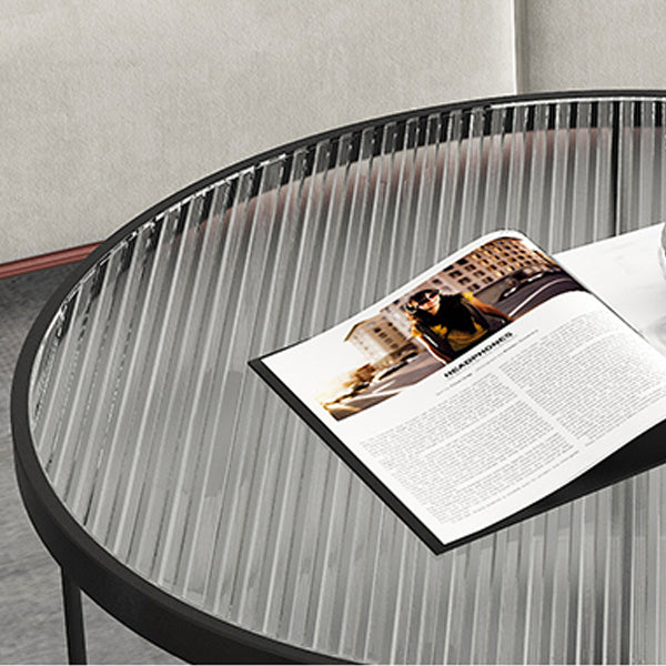 Contemporary Coffee Table Set Glass Round 2-Piece Coffee Cocktail Table Clearhalo 'Coffee & Accent Tables' 'Coffee Tables' 'coffee_tables' 'furn' 'furn_coffee_tables' 'Furniture' 'Living Room Furniture' 6691803